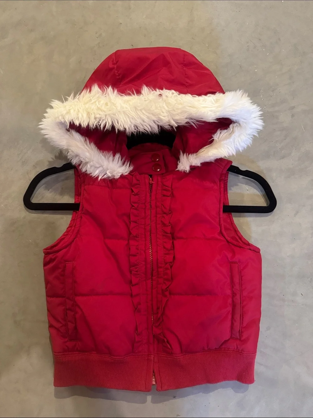 Gymboree Red Hooded Faux-Fur Trim Puffer Vest